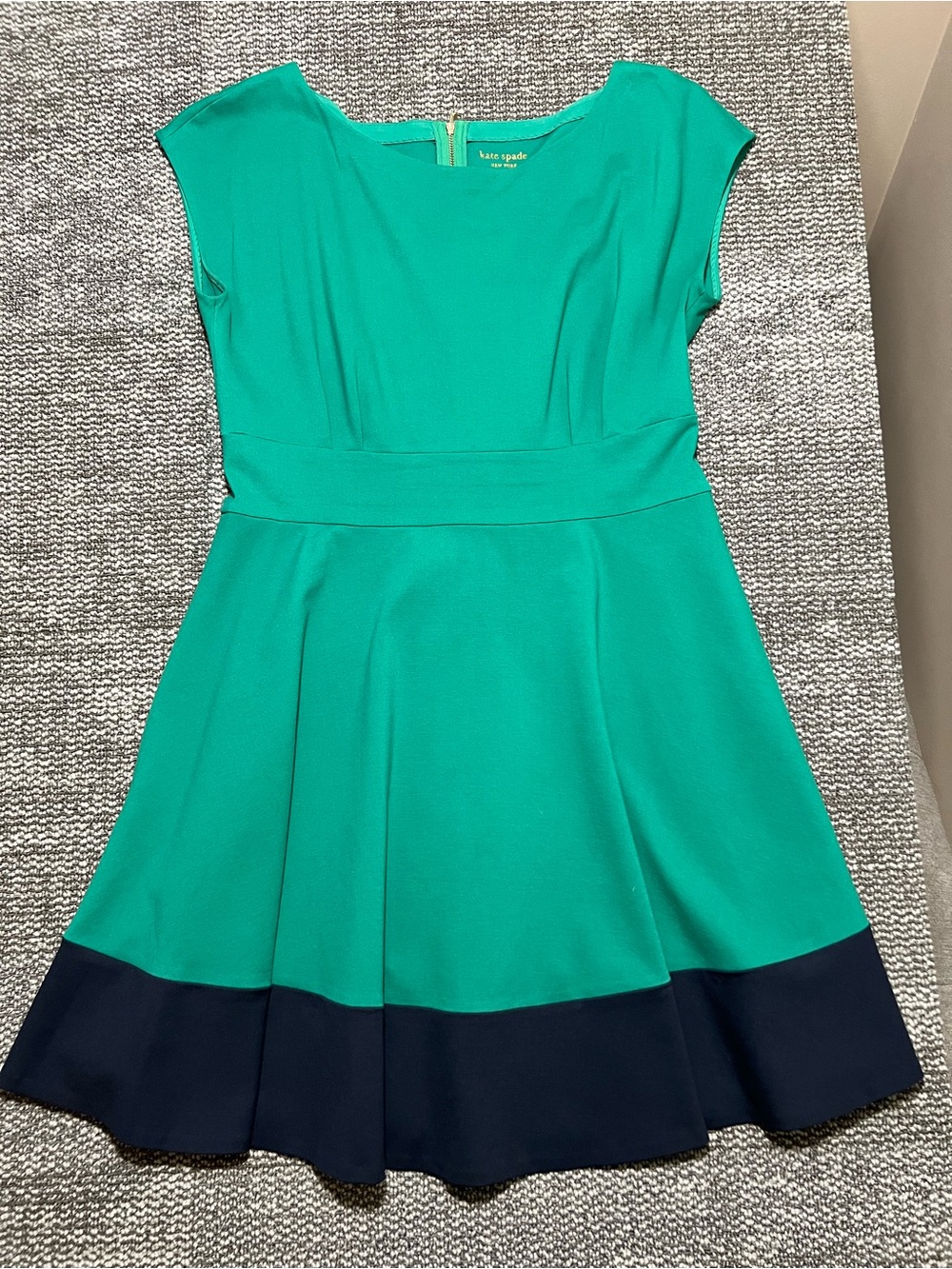 Kate Spade New York Colorblock Ponte Fiorella Dress - Figleaf Green & Navy -XL